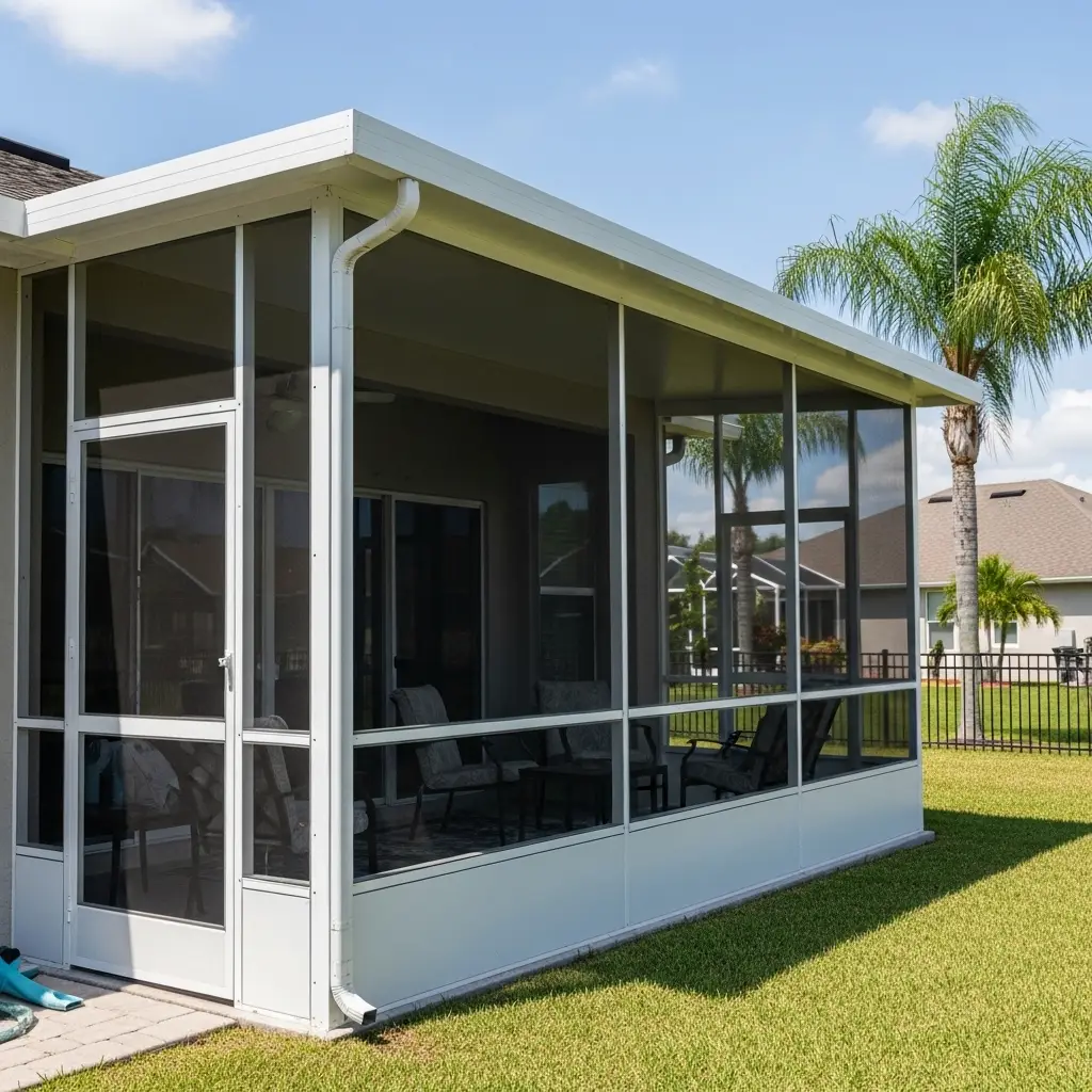 custom lanai enclosure with screened patio and aluminum framing in Titusville, FL